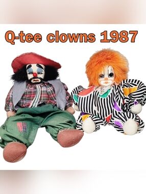 1987 Q-tee Hobo Clown  Bean Bag Fur Hair Set